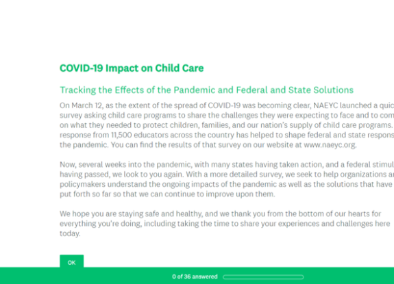 NAEYC Survey Of Covid-19 Impact On Child Care