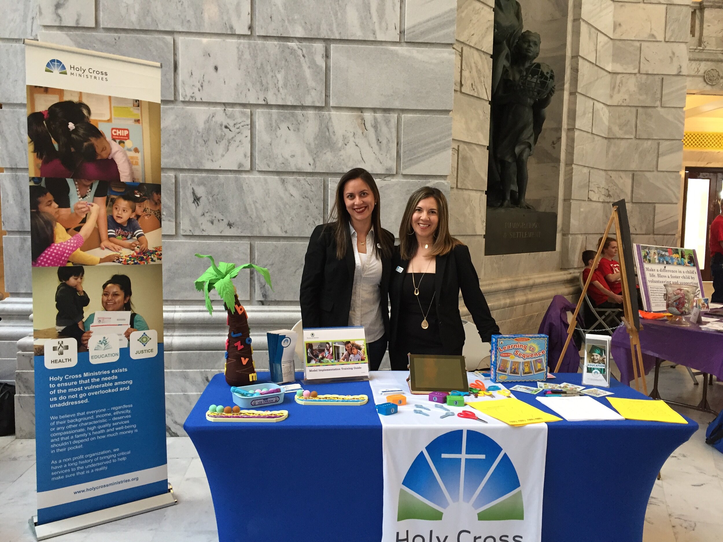 Lizeette Zurita and Miriam Garcia with Holy Cross Ministries advocating for early childhood at Early Childhood Day on the Hill.